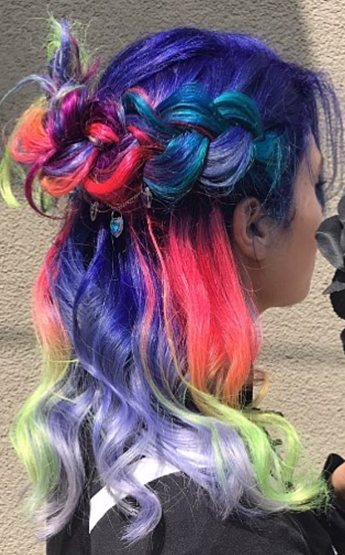 Woman with Multi-Colored Hair